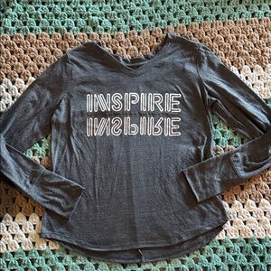Gray Inspire Long Sleeve Workout Top Shirt Womans sz Large P